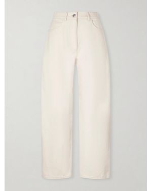 Another Tomorrow High-Rise Organic Barrel-Leg Jeans - White