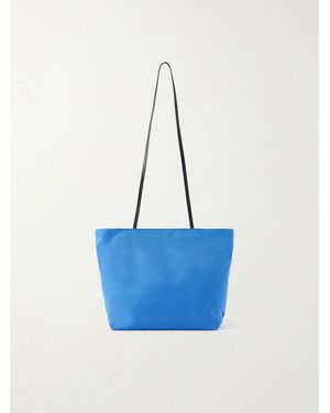 Valesque Spaghetti Leather-Trimmed Satin Shoulder Bag - Blue