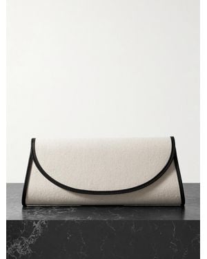 Hunting Season Opera Leather-Trimmed Canvas Clutch - Natural