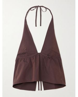 Deiji Studios Organic Cotton-Poplin Halterneck Top - Purple