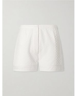Thierry Colson Armand Polka-Dot Lace-Embroidered Cotton-Voile Shorts - White