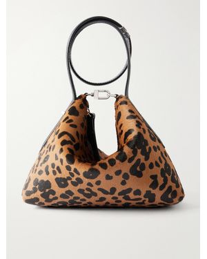TOTEME Lucky Wristlet Leather-Trimmed Leopard-Print Calf Hair Shoulder Bag - Natural