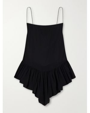 TOVE Harlowe Asymmetric Gathered Silk-Chiffon Blouse - Black