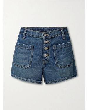 Nili Lotan Harley Distressed Denim Shorts - Blue
