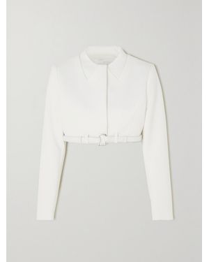 Coperni Belted Cropped Crepe Jacket - White