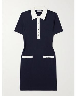 Moncler Cotton-blend Jersey Mini Dress - Blue