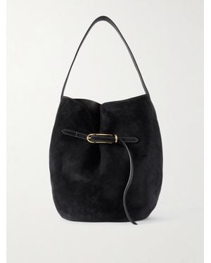 Liffner Beuteltasche Aus Veloursleder Mit Schnalle - Schwarz