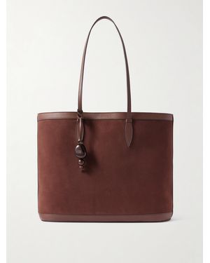 Hunting Season Beaded Leather-Trimmed Suede Tote - Red