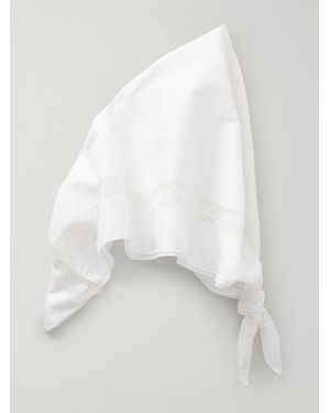 STAUD Da Adolfo Sunny Lace-Trimmed Cotton Headscarf - White