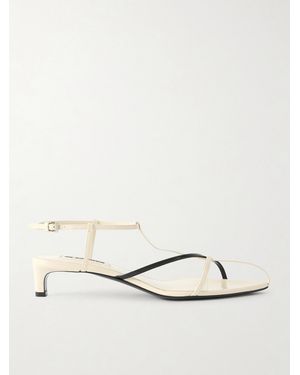 Jil Sander Two-Tone Leather Slingback Sandals - Natural