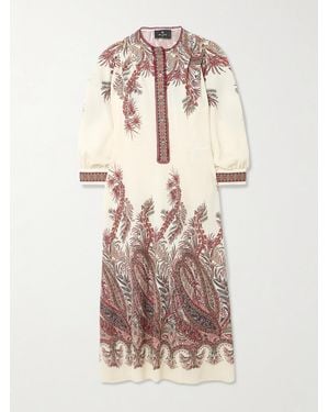 Etro Picot-Trimmed Paisley-Print Crepe Midi Shirt Dress - Natural
