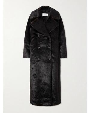 Frankie Shop Joni Doppelreihiger Mantel Aus Plüschmaterial - Schwarz