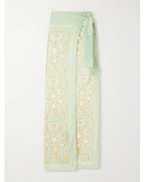 Agua Bendita Lavanda Playa Printed Cotton And Silk-Blend Voile Coverup - Yellow