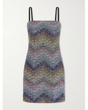 Missoni Sequin-Embellished Metallic Crochet-Knit Mini Dress - Grey