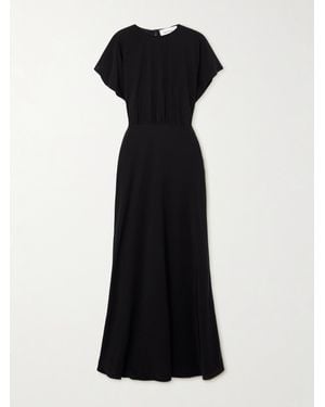 Matteau Gathered Silk Crepe De Chine Maxi Dress - Black