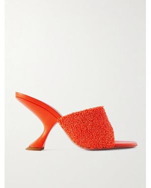 AMINA MUADDI Taylor Leather-Trimmed Raffia Mules - Red