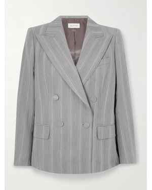 Dries Van Noten Double-Breasted Herringbone Wool-Blend Blazer - Gray