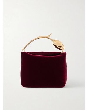 Erdem Bloom Micro Velvet Clutch - Red