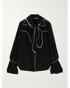 Johanna Ortiz High Tides Scarf-Detailed Piped Silk Shirt - Black