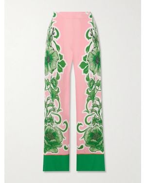 Borgo De Nor Havana Floral-Print Crepe Straight-Leg Trousers - Green