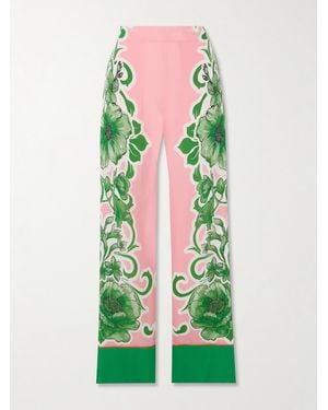 Borgo De Nor Pantalon Droit En Crêpe À Imprimé Fleuri Havana - Vert