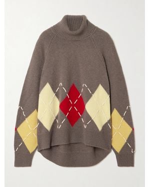 arch4 Courchevel Embroidered Argyle Cashmere Sweater - Gray