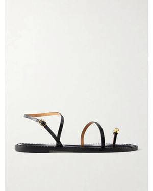 Amanu The Marrakech Embellished Leather Flats - Black