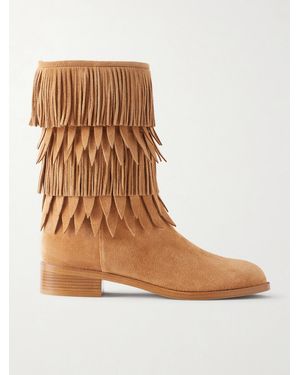 Aquazzura Maverick 35 Fringed Suede Boots - Brown