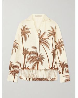 ANDRES OTALORA Si Sabes Printed Linen Shirt - Natural