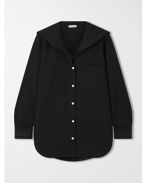 Bode Astor Wool-Crepe Blouse - Black