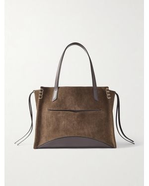 JW Anderson Loafer Cabas Schultertasche Aus Veloursleder Mit Lederbesätzen Und Troddeln - Braun