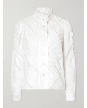 Thierry Colson Wind Ruffled Ruched Cotton-Voile Blouse - White