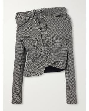 Junya Watanabe Asymmetric Houndstooth Wool-Blend Jacket - Gray