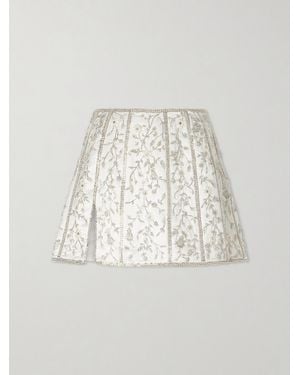 Clio Peppiatt Brigitte Crystal-Embellished Satin Mini Skirt - Natural
