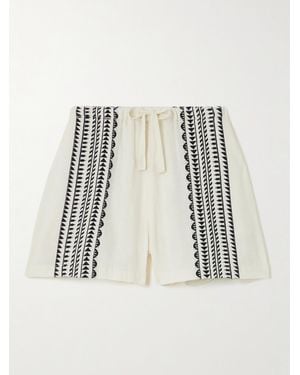 lemlem Safia Shorts Aus Einer Baumwollmischung Mit Streifen - Weiß