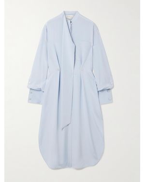 Sportmax Esopo Hemdblusenkleid Aus Crêpe De Chine Aus Einer Seidenmischung Mit Schaldetail - Blau