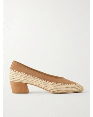 Gabriela Hearst Strength 40 Suede-Trimmed Raffia Court Shoes - Natural