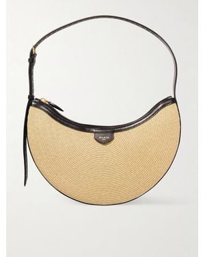 Alaïa Demi Leather-Trimmed Raffia Shoulder Bag - Natural