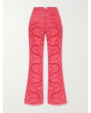 Charo Ruiz Stern Broderie Anglaise Cotton-Blend Flared Trousers