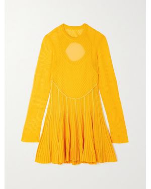 Givenchy Cutout Pleated Knitted Mini Dress - Gelb