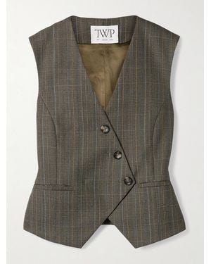 Twp Tyler Checked Wool Vest - Green