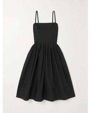 Proenza Schouler Pintucked Cotton-Blend Poplin Midi Dress - Black