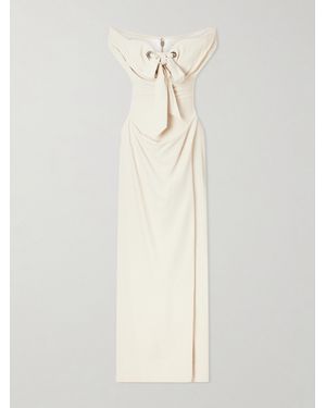 Vivienne Westwood Iwona Off-The-Shoulder Bow-Detailed Draped Cady Gown - White