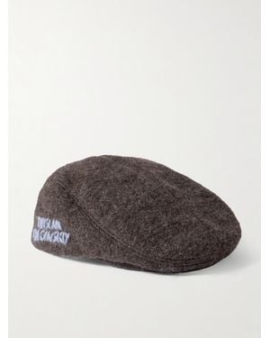 Ruslan Baginskiy Ivy Embroidered Wool-Blend Flat Cap - Brown