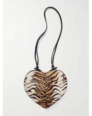 Alaïa Le Coeur Animal-Print Leather-Trimmed Calf Hair Shoulder Bag - White