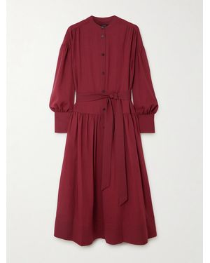 JOSEPH Emma Belted Wool-Blend Crepe Midi Dress - Red
