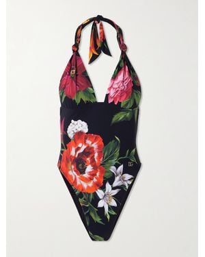Dolce & Gabbana Neckholder-Badeanzug Mit Blumenprint - Rot