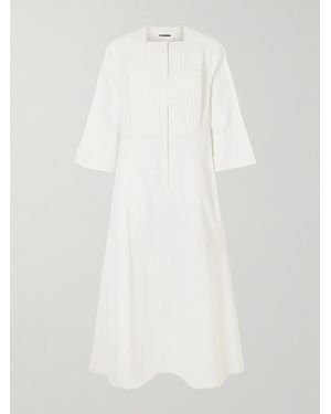 Jil Sander Pleated Linen Maxi Dress - White