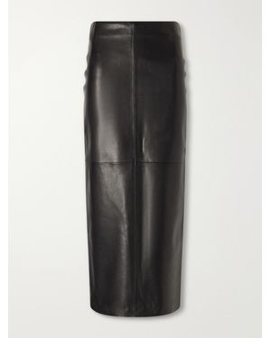 Nour Hammour Selly Panelled Leather Maxi Skirt - Black