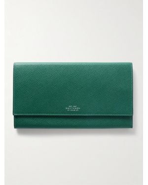 Smythson Portefeuille De Voyage En Cuir Texturé Marshall - Vert